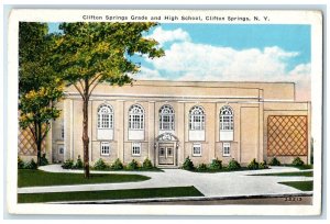 1955 Clifton Springs Grade High School Clifton Springs New York Vintage Postcard