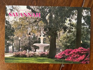 Forsyth Park Fountain Azelas Savannah GA Georgia postcard