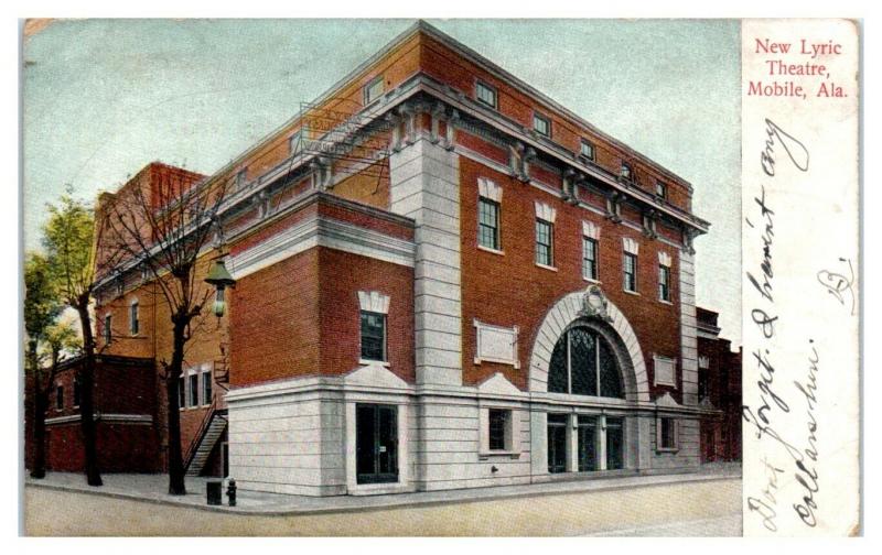 1910 New Lyric Theatre, Mobile, AL Postcard *4W