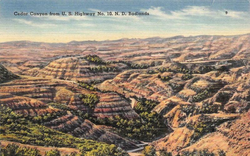 ND, North Dakota CHATEAU DE MORES & CEDAR CANYON~Badlands  *2* c1940's Postcards