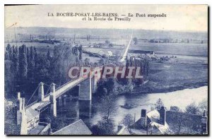 Old Postcard La Roche Posay Les Bains Suspension Bridge and Route Preuilly