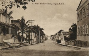 antigua, B.W.I., St. John's, St. Mary's Street from East (1910s) Postcard