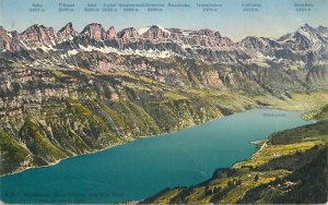 Mountaineering Switzerland Wallensee panorama 1925 postcard