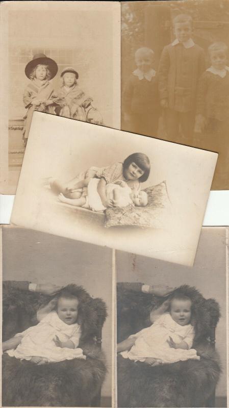 Children portraits early photo postcards x 5