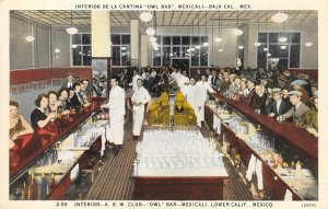 Interior De La Cantina OWL BAR Mexicali, BC ABW Club 1920s Rare Vintage Postcard