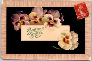 Bonne Anne Pansies New Year Greetings And Wishes Card Postcard