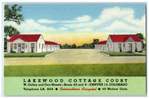 c1940 Lakewood Cottage Court Colfax Car Streets Denver Colorado Vintage Postcard