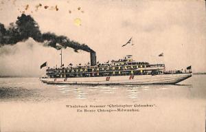 Whaleback Steamer Christopher Columbus Ship H-T-L Hold to Light Postcard