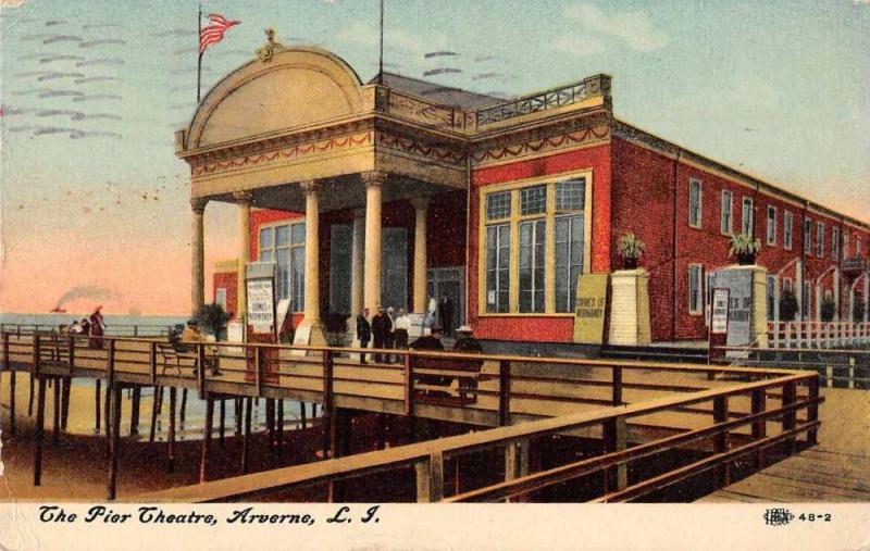 Arverne Long Island New York The Pier Theatre Antique Postcard J56156