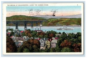 1928 The Bridge At Poughkeepsie Along Hudson River New York NY Vintage Postcard