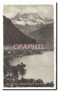 Lake Geneva Postcard Modern Chateau de Chillon and the Dents du Midi