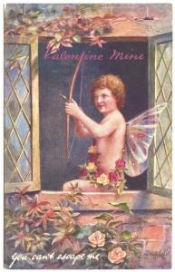 Raphael Tuck Cupid's Capers Valentine Mine You Can't escape me Postcard