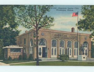 Unused Linen BUILDING SCENE Waukegan - Near Chicago Illinois IL H5224