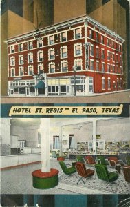 El Paso Texas Hotel St. Regis roadside Kropp Interior Postcard 21-13994