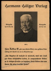 3rd Reich Germany Adolf Hitler Hindenburg Propaganda Advertising Card UNU 105117