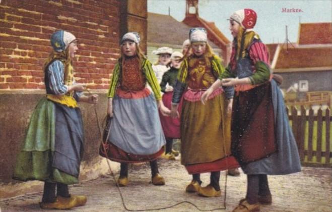 Netherlands Marken Young Girls Playing Jup Rope