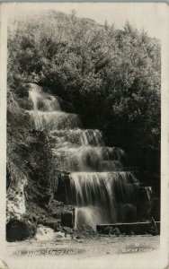 1950s Silver Stairs Falls Glacier National Park Montana RPPC Real Photo Postcard