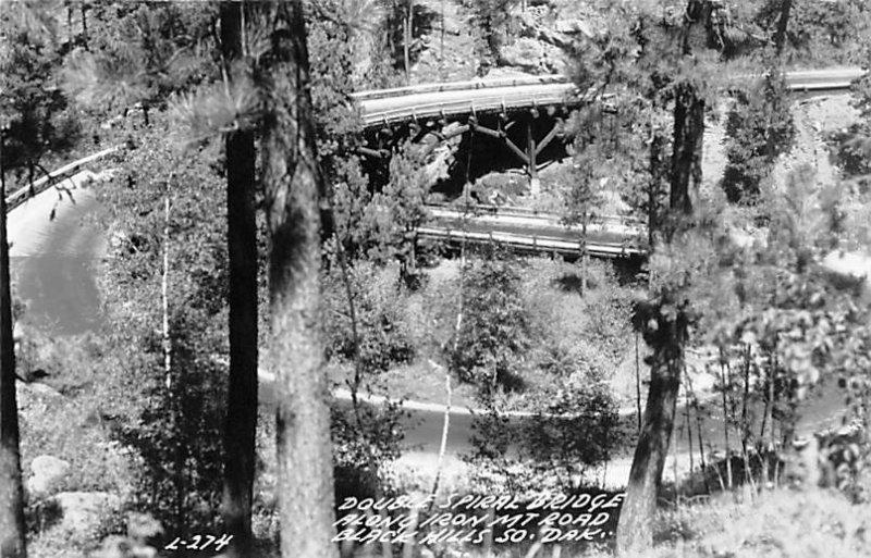 Double Spiral Bridge Along Iron Mountain Road, real photo Black Hills SD
