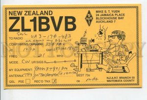 462820 1982 year New Zealand radio QSL card smoking ham radio