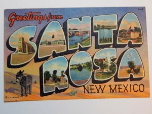Vintage 50s GREETINGS FROM SANTA ROSA New Mexico Large Letters Postcard