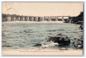 1913 Norman Dam Winnipeg River 40,000 Horse Power Kenora Canada Postcard