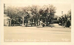 Arlington Motel Oregon roadside 1940s RPPC Photo Postcard Christian 12784