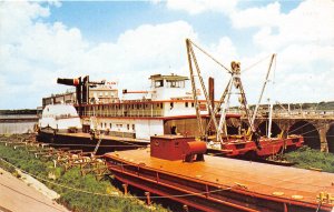 Steam Sidewheel Dredge William Mitchell Dry Dock Keokuk Iowa postcard