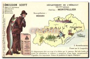 Postcard Old Emulsion Scott Poisson Department Montpellier Herault Fish Fishing