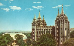 Vintage Postcard Temple Square Dome Tabernacle Mormon Church Salt Lake City Utah