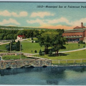 1949 Duluth, Minn Fairmount Park Zoo Birds Eye Lake Stone Bridge Lawn PC MN A248