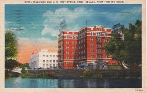 Postcard Hotel Riverside and US Post Office Reno Nevada NV