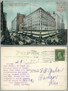 CHICAGO STATE & MADISON STREET FROM MANDEL BROS. BUILDING 1910 ANTIQUE POSTCARD