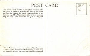 Third Story Chamber Mount Vernon Martha Tomb Mayfield Ladies Union Postcard