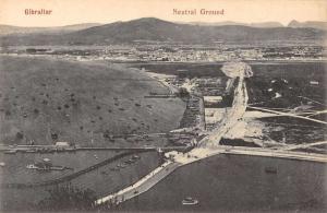 Gibraltar panoramic birds eye view of neutral ground antique pc Y15121