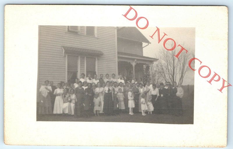 c1910s-20s Unknown Group of Women & Children RPPC Real Photo House Cute Kids A30