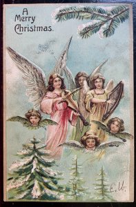 Vintage Victorian Postcard 1906 A Merry Christmas - Orchestra of Angels