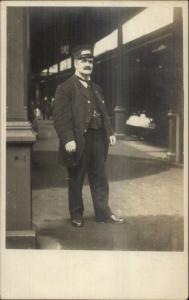 Train Conductor Providence Worcester Train Written on Back RPPC c1910