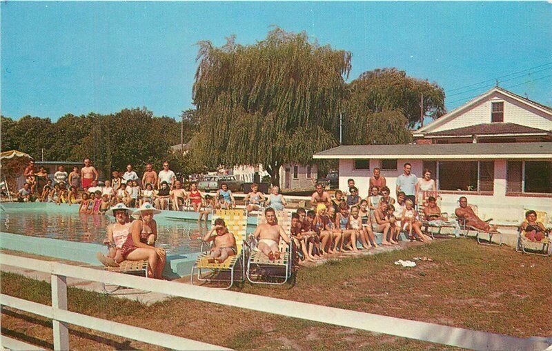 New Jersey Rio Grande Swimming Pool Poly's Motel Fulginiti Postcard 22-6989