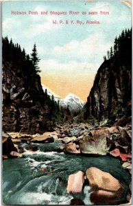 Hobson Peak Skagway River from WP&Y Railway Alaska c1910s Vintage Postcard T30