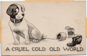 13430 Comic Card - Puppy in a Cruel Cold Old World 1913