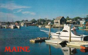 Maine Kennebunkport Fishing Boats & Pleasure Craft At Mouth Of Kennebunk River
