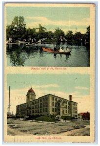Milwaukee Wisconsin WI Postcard Mitchell Park High School Multiview 1910 Vintage