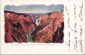 Great Falls and Grand Canon Yellowstone National Park WY 355 Postcard E35