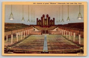 Salt Lake City Utah Interior Of Great Mormon Temple Postcard M23
