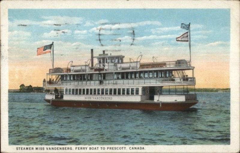 Steamer Ship Miss Vandenberg - Ferry Boat to Ogdensburg Prescott Ontario PC