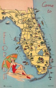 LPA84 Florida Postcard State Map 