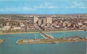 CORPUS CHRISTI TEXAS SEAWALL~T-HEADS~PORT AERIAL VIEW  POSTCARD 1964 PSTMK