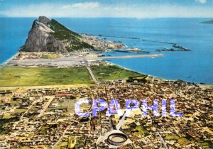 Postcard Modern Rock of Gibraltar and Spanish frontier town of La Linea