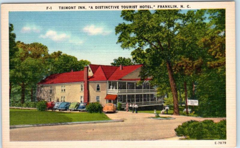 FRANKLIN, North Carolina NC   Roadside TRIMONT INN  ca 1940s Linen  Postcard