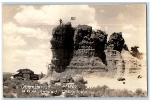 c1930's Church Buttes Garage Windmill Flag Granger WY RPPC Photo Postcard